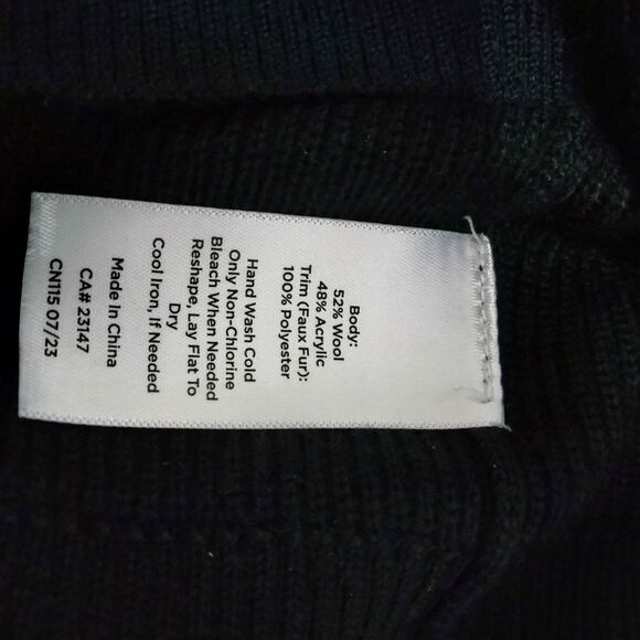 Talbots Black Cardigan Sweater with Faux Fur Collar - Picture 5 of 7